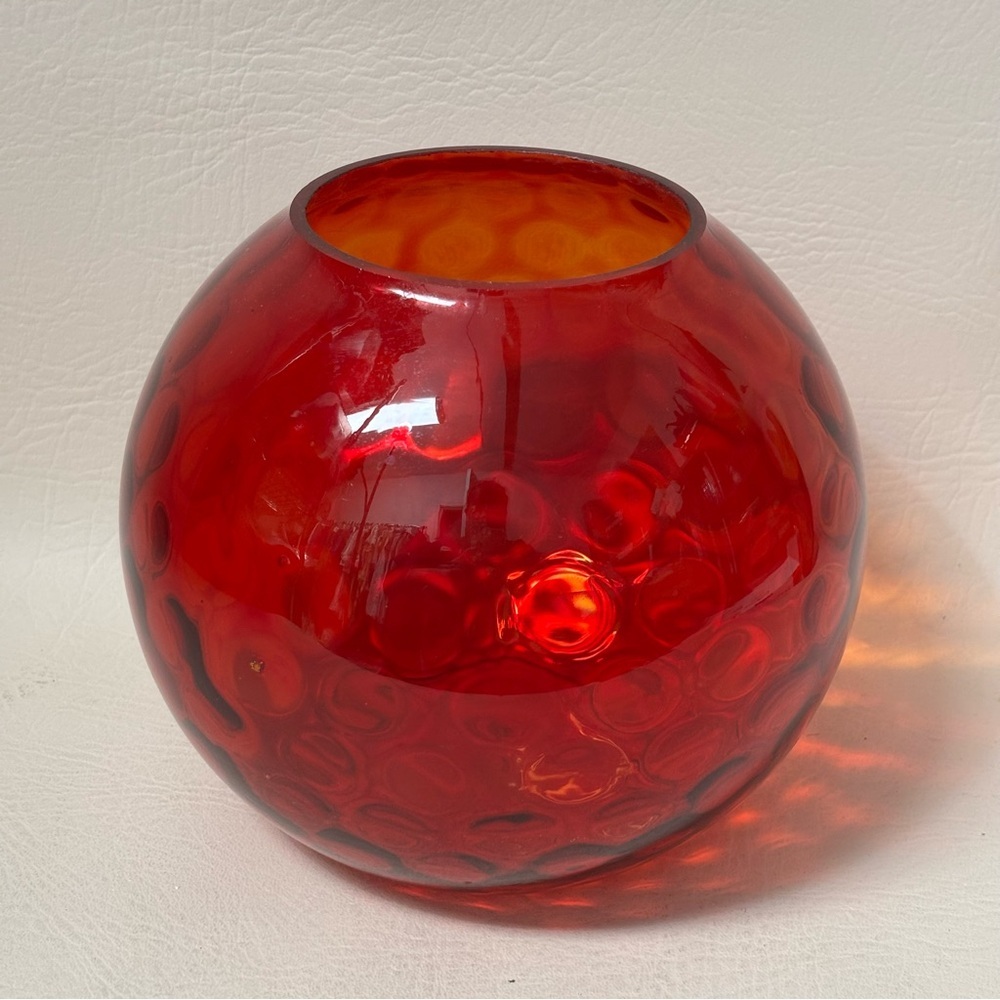 Vintage Amberina Coin Dot Thumbprint, Mid-Century Modern Vase - Picture 2 of 5